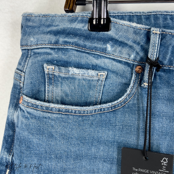 PAIGE Cindy High Rise Straight Ankle Jeans Destructed Women's Size 34 NWT - Picture 6 of 12